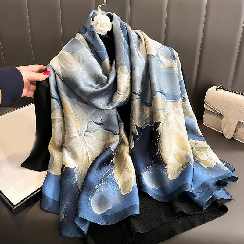 Spring Scarf Women's Luxury Silk Smooth Shawl 85x180cm
