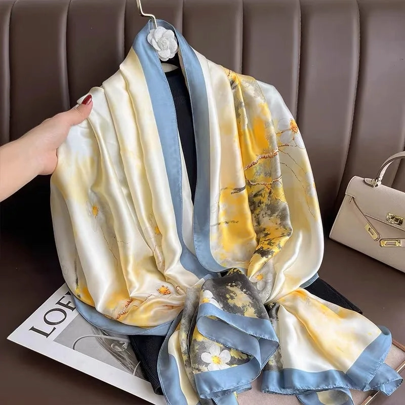 Spring Scarf Women's Luxury Silk Smooth Soft Shawl 85x180cm