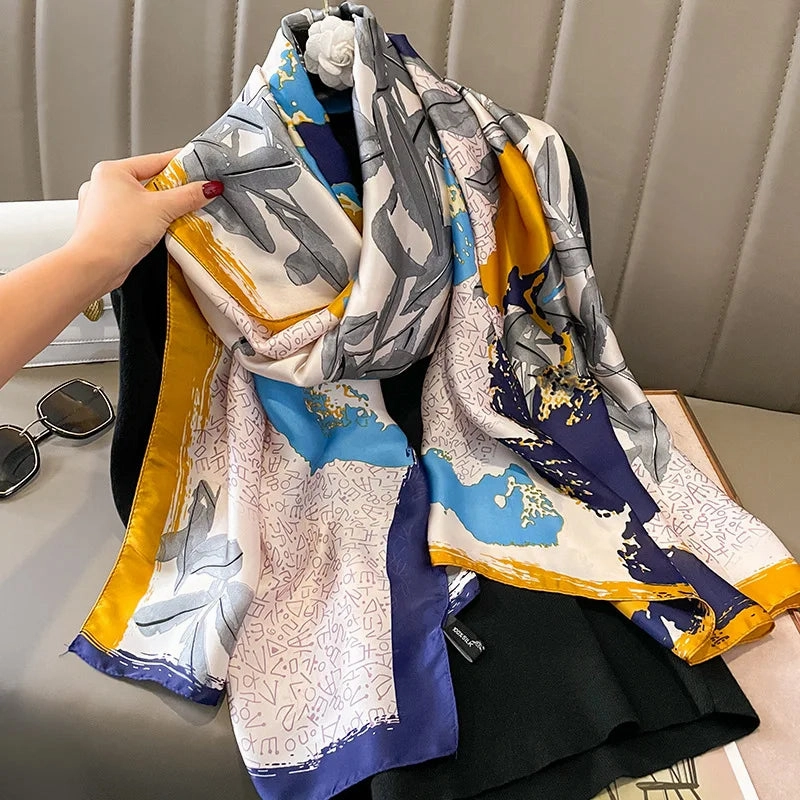 Spring Scarf Women's Luxury Silk Smooth Soft Shawl 85x180cm