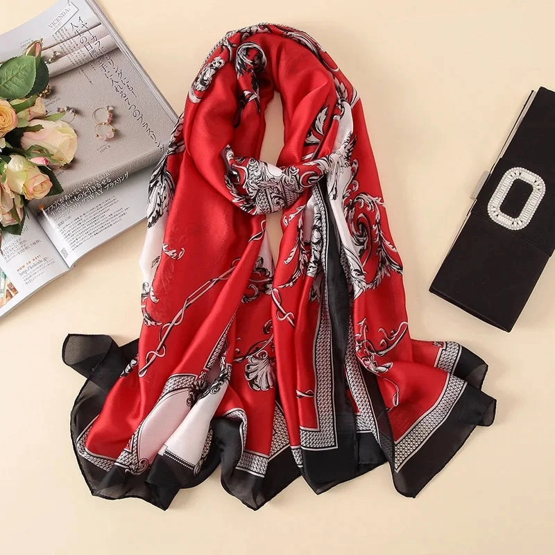 Spring Scarf Women's Luxury Silk Smooth Soft Shawl 85x180cm