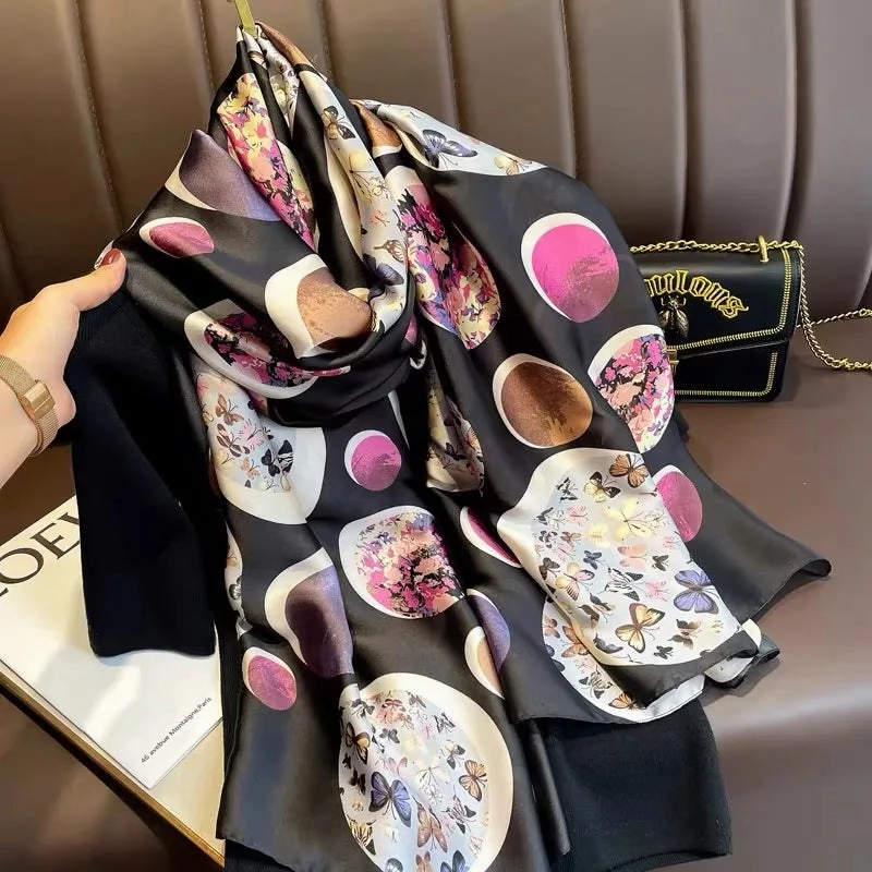 Spring Scarf Women's Luxury Silk Smooth Soft Shawl 85x180cm
