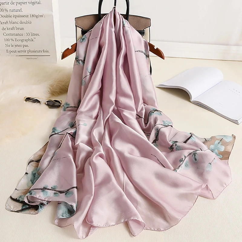 Spring Scarf Women's Luxury Silk Smooth Soft Shawl 85x180cm
