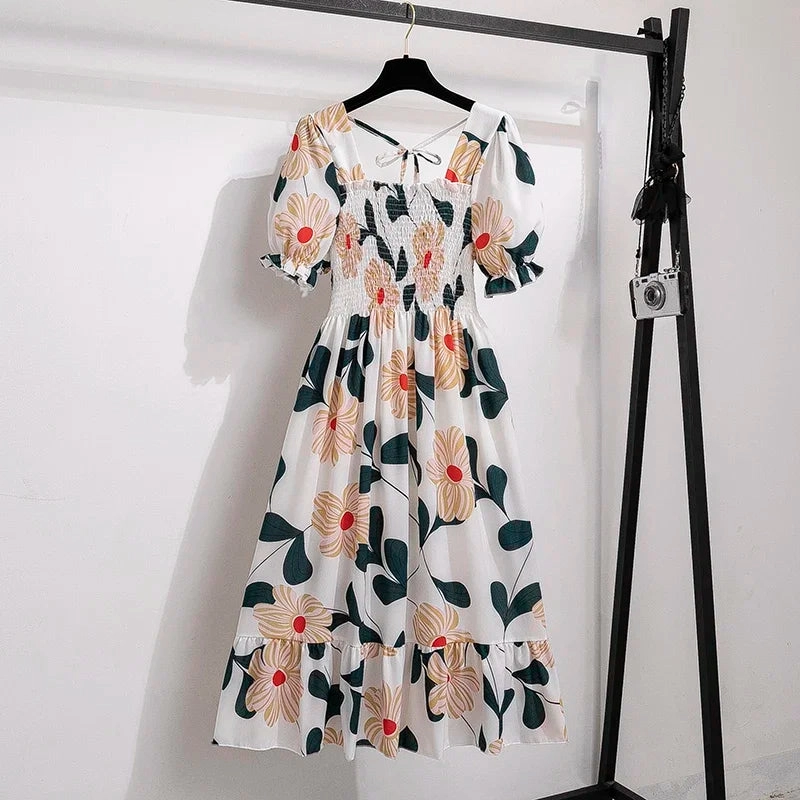Spring Summer Chiffon Dresses Fashion Female A-line Casual Dress