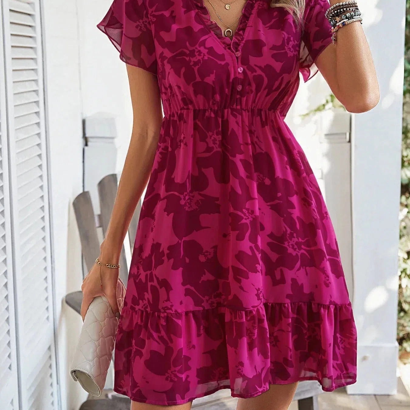 Spring/Summer New High End Light Luxury V-Neck Dress