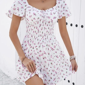 Spring/Summer New Short Fragmented Flower Night Dress