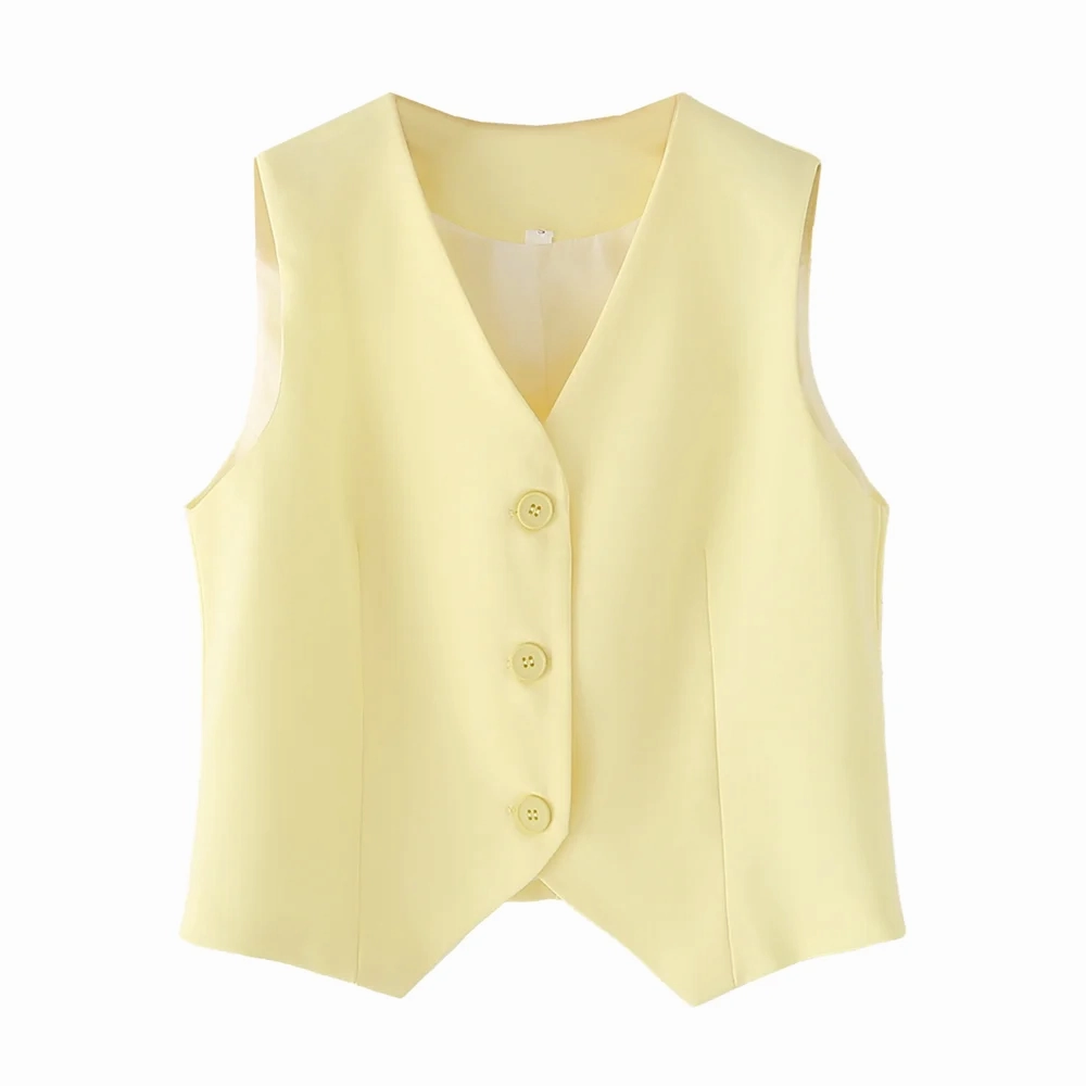 Spring Women's Casual Vest and Wide Leg Pants Set V-Neck Short Sleeve Blended Fabric Elegant Outfit for Daywear and Casual Occasions