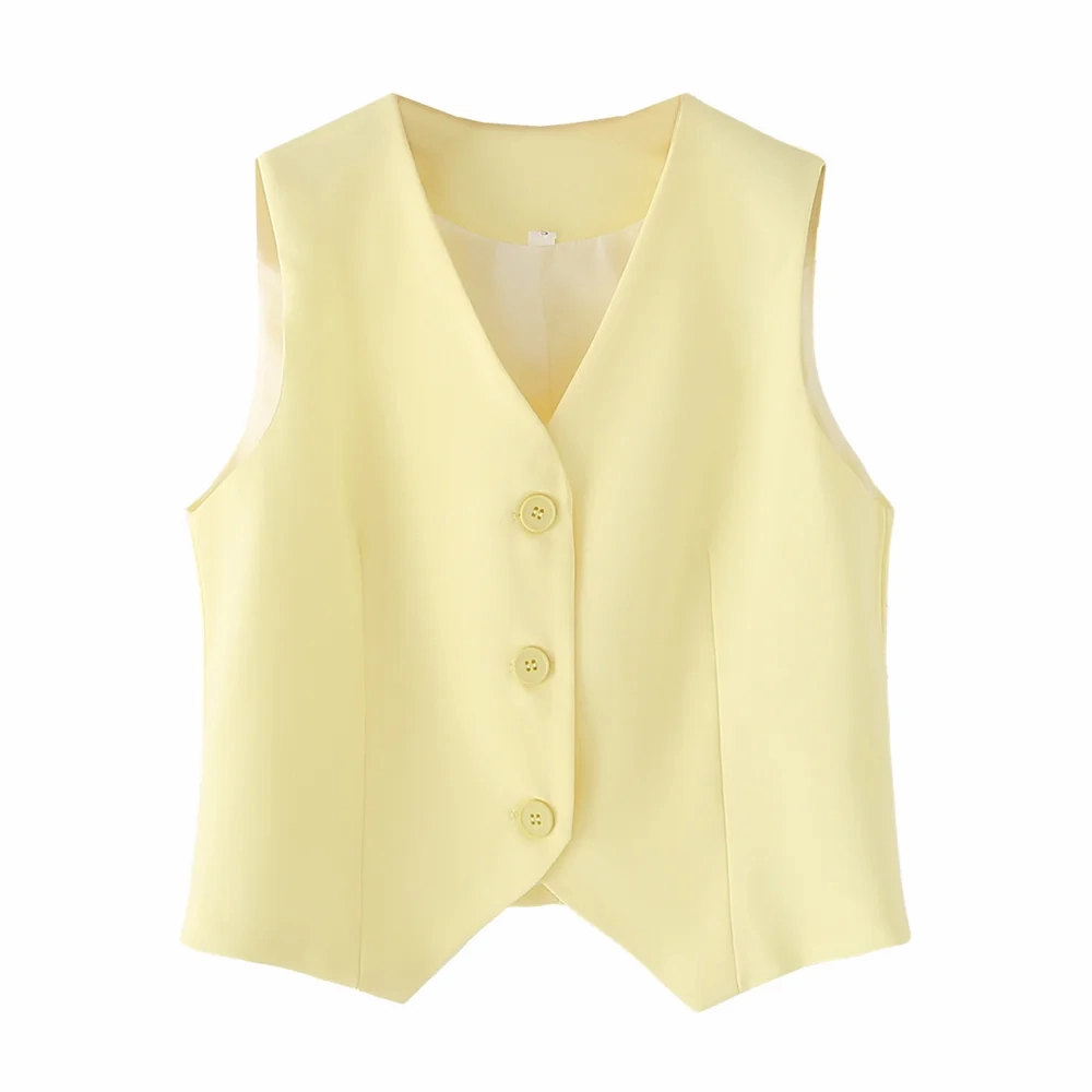Spring Women's Casual Vest and Wide Leg Pants Set V-Neck Short Sleeve Blended Fabric Elegant Outfit for Daywear and Casual Occasions