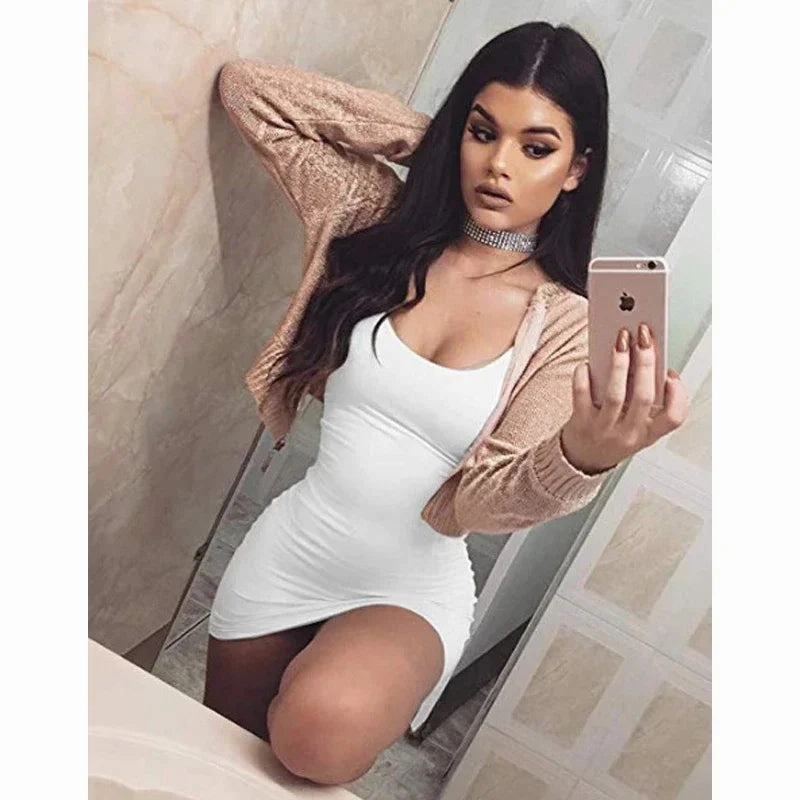 Square Neck Sleeveless Bodycon Mini Dress For Summer Fun