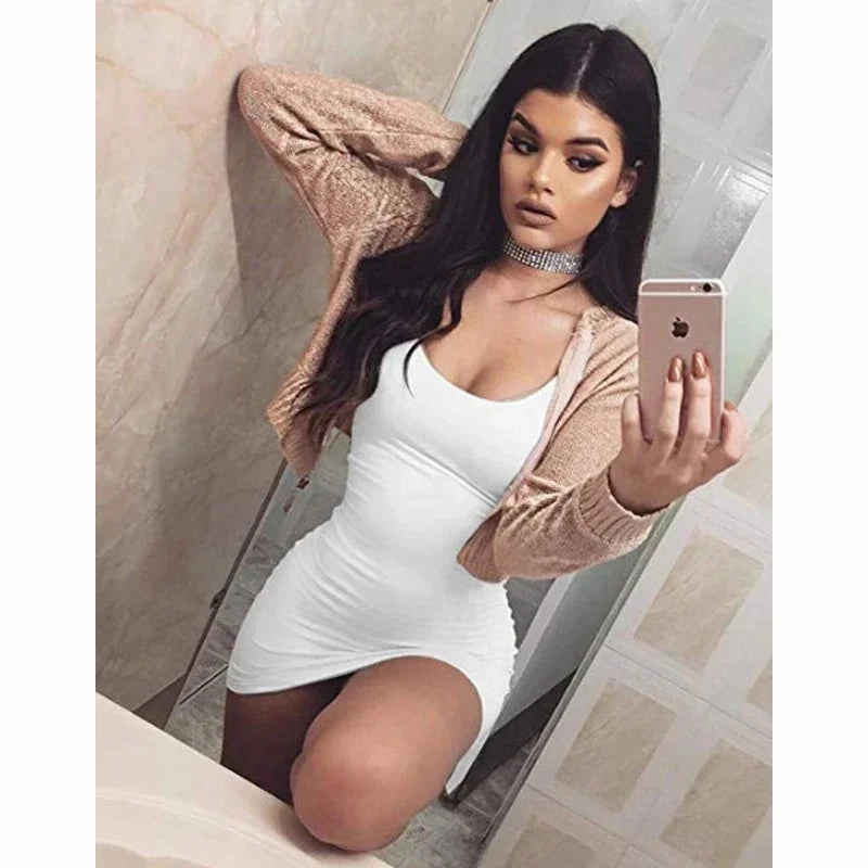Square Neck Sleeveless Bodycon Mini Dress for Women Summer