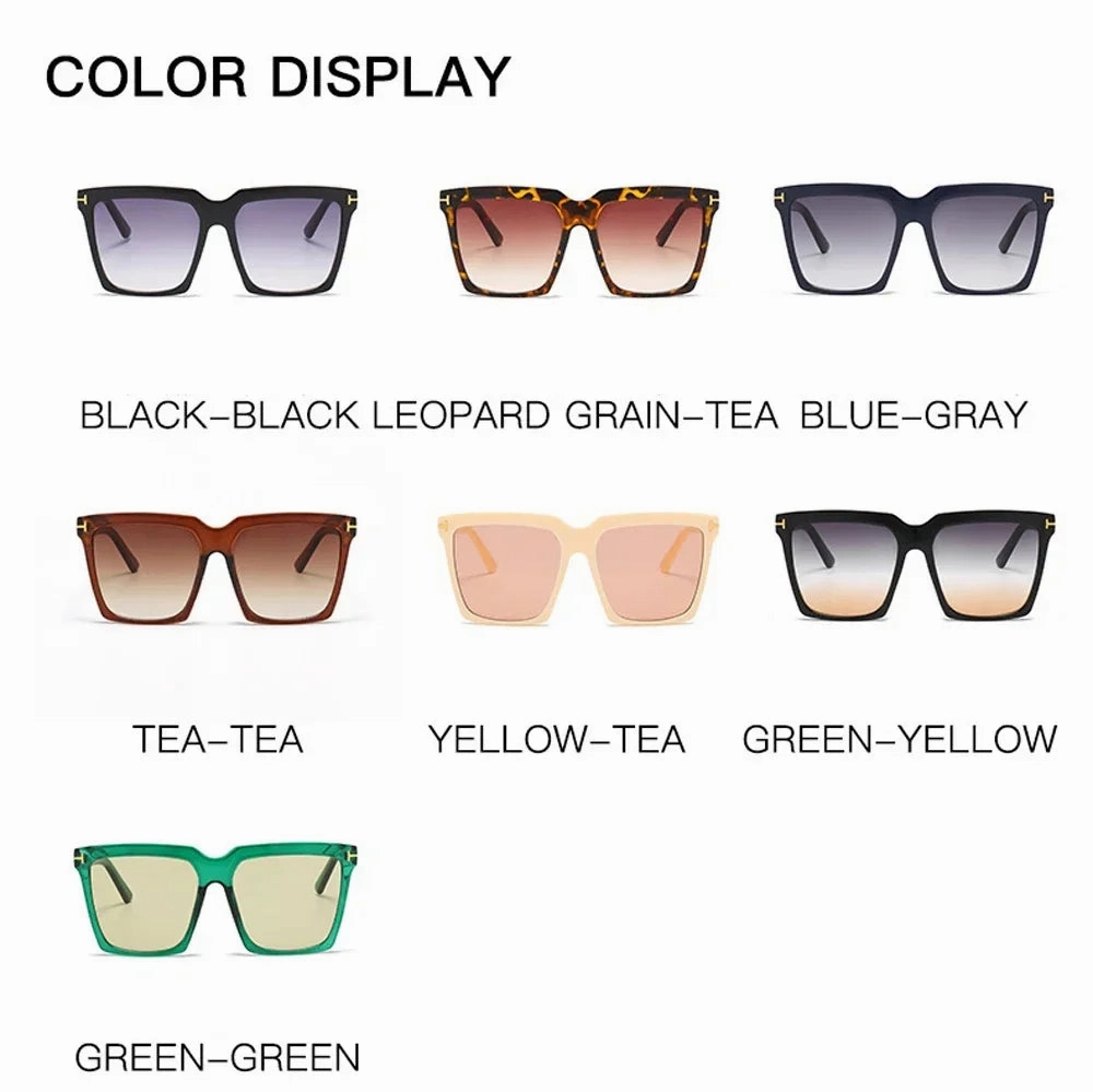 Square Sunglasses Women Vintage Oversize UV400 Black Gradient