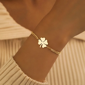 Stainless Steel Bracelets Classic Lucky Clovers Pendant Jewelry