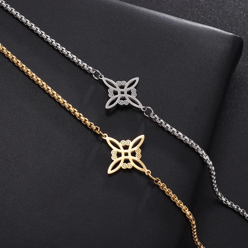 Stainless Steel Cutout Witch Celtic Knot Bracelet for Women