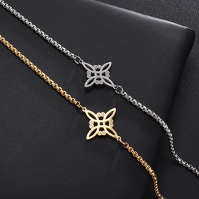 Stainless Steel Cutout Witch Celtic Knot Bracelet for Women