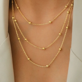 Stainless Steel Necklace New High-end Atmosphere Beads Multi-Layers Chain Bone Jewelry for Women Party Gifts