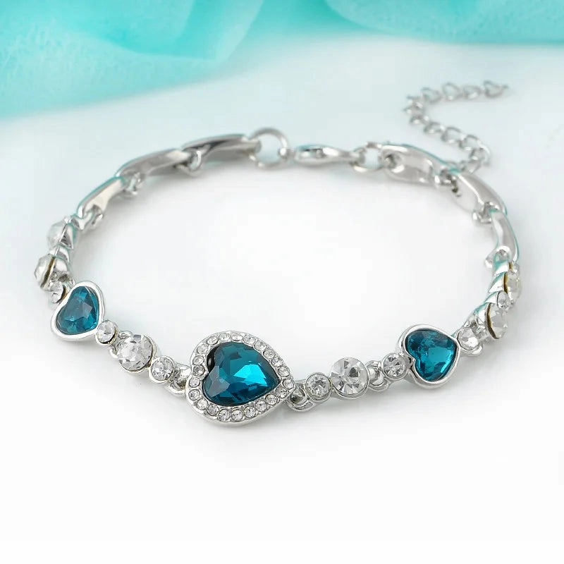 Stainless Steel Rhinestone Bracelets For Women Silver D Pendant Charm Jewelry