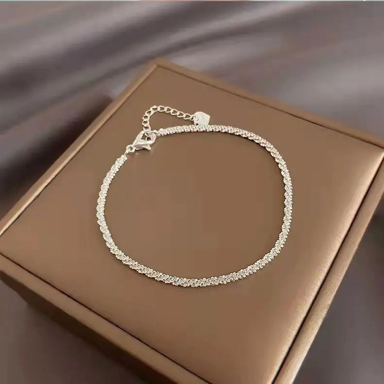 Stainless Steel Rhinestone Bracelets For Women Silver D Pendant Charm Jewelry