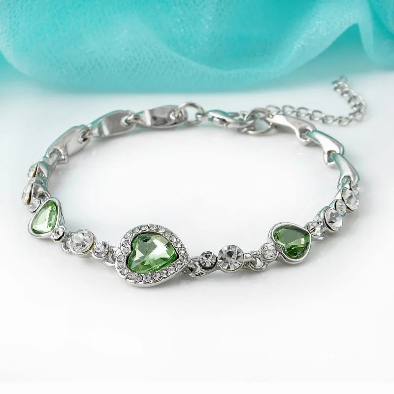 Stainless Steel Rhinestone Bracelets For Women Silver D Pendant Charm Jewelry