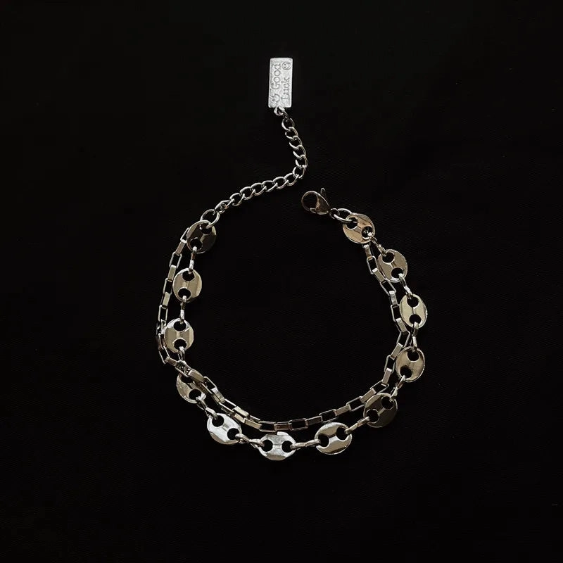 Stainless Steel Rhinestone Bracelets For Women Silver D Pendant Charm Jewelry