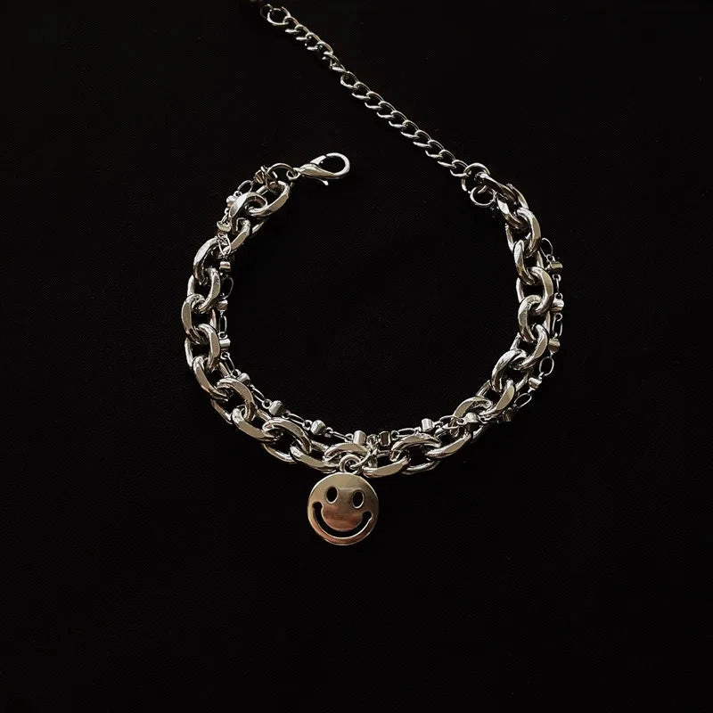 Stainless Steel Rhinestone Bracelets For Women Silver D Pendant Charm Jewelry