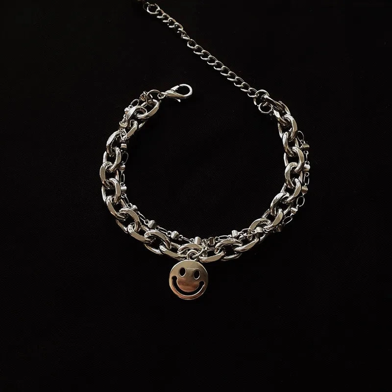Stainless Steel Rhinestone Bracelets For Women Silver D Pendant Charm Jewelry