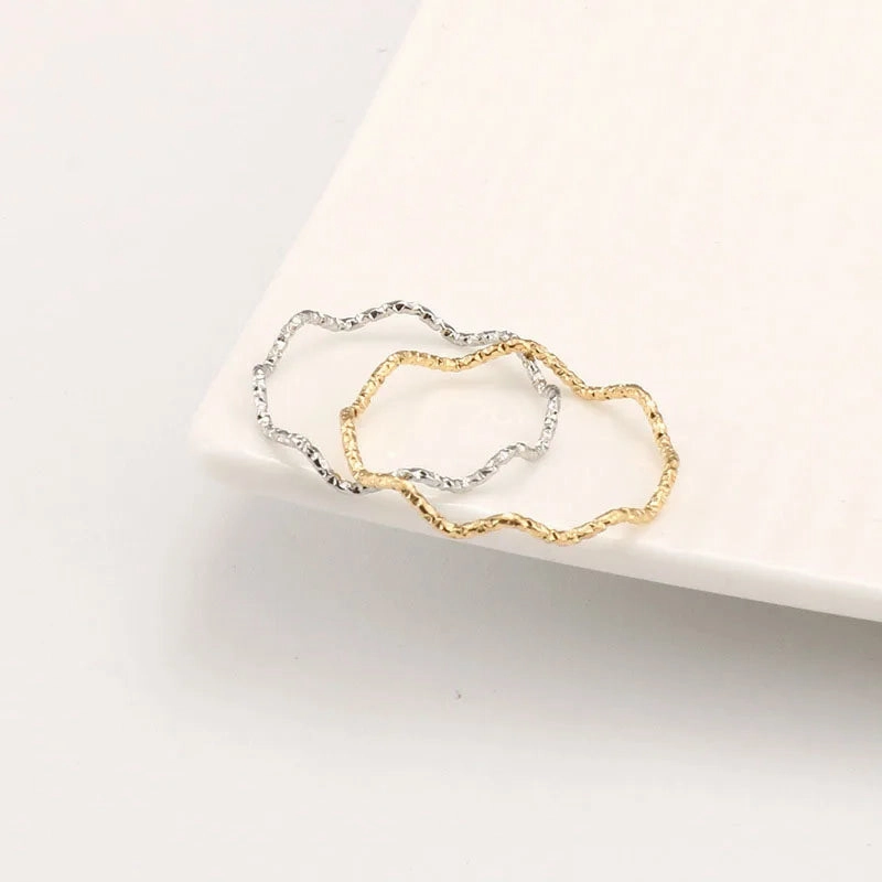 Stainless Steel Ring Minimalist Sea Wave Elegant Fashion Jewelry