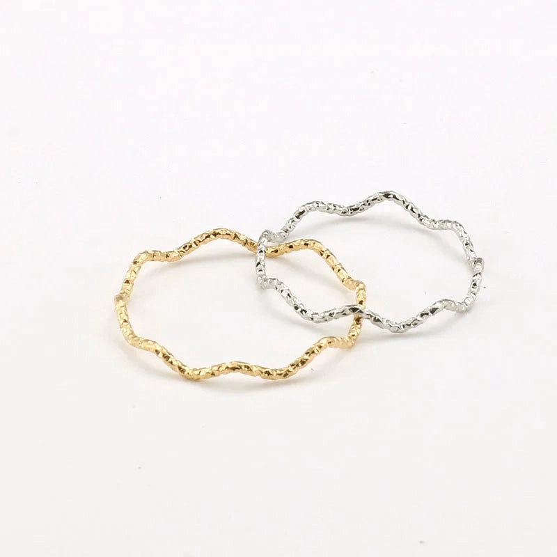 Stainless Steel Ring Minimalist Sea Wave Elegant Fashion Jewelry