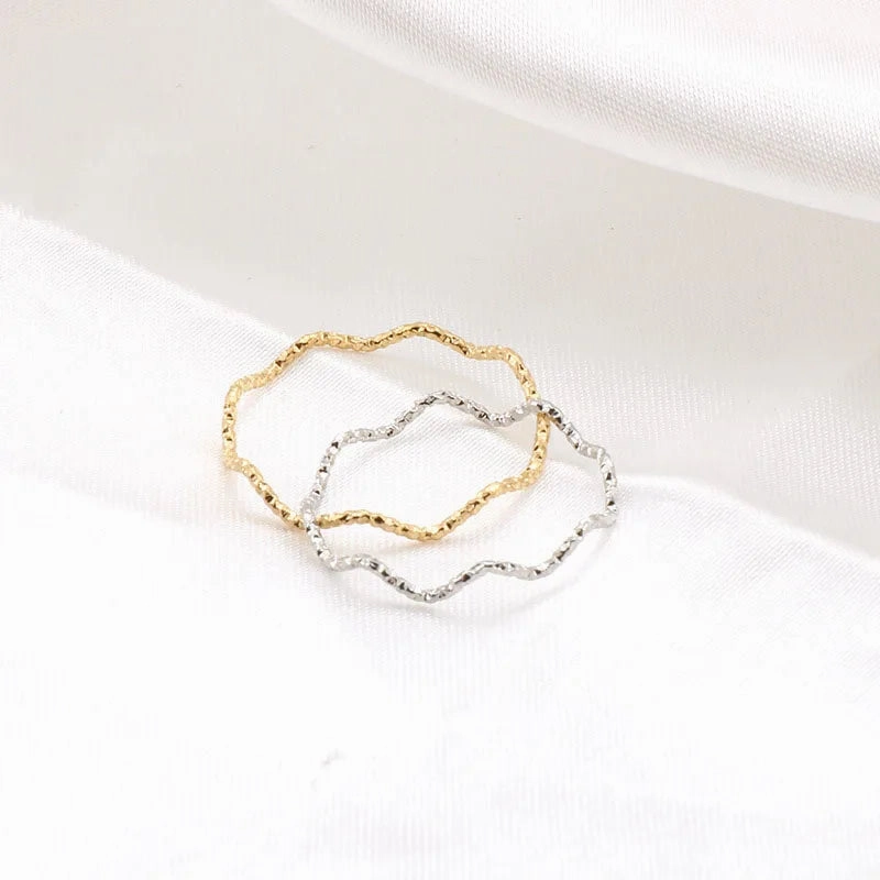 Stainless Steel Ring Minimalist Sea Wave Elegant Fashion Jewelry