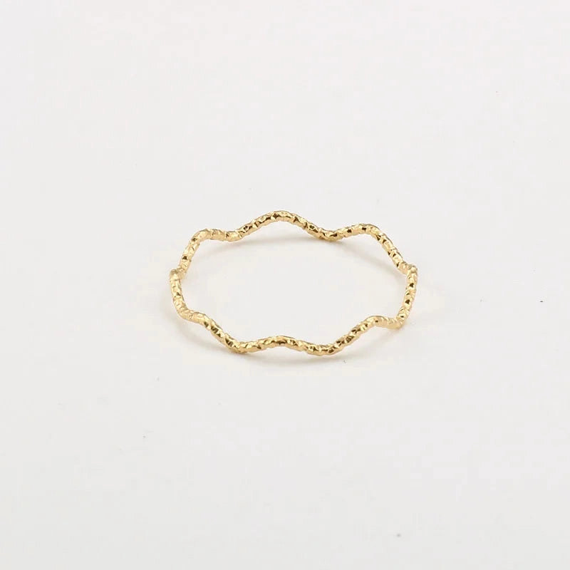 Stainless Steel Ring Minimalist Sea Wave Elegant Fashion Jewelry