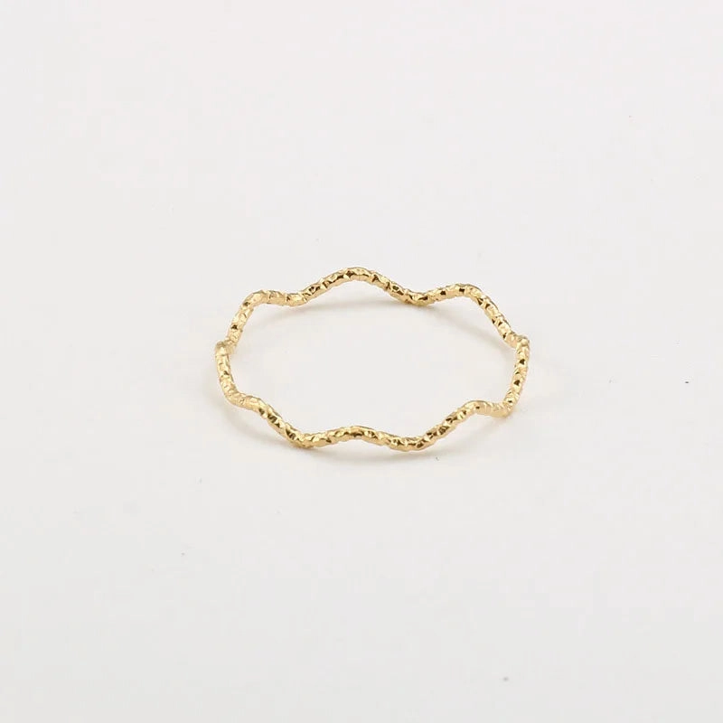 Stainless Steel Ring Minimalist Sea Wave Elegant Fashion Jewelry