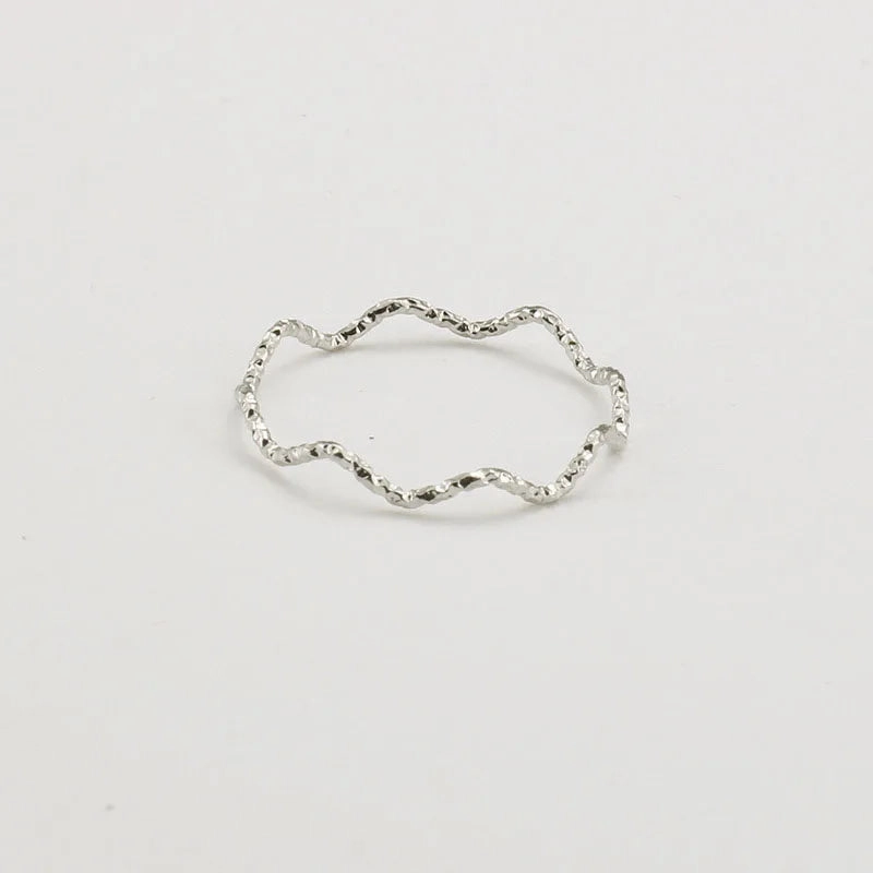 Stainless Steel Ring Minimalist Sea Wave Elegant Fashion Jewelry