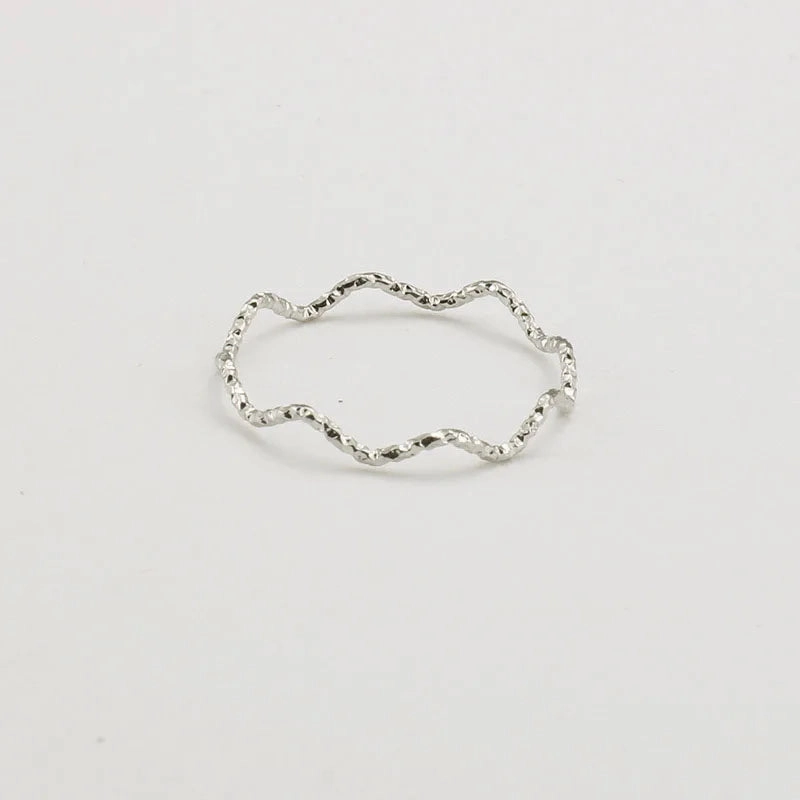 Stainless Steel Ring Minimalist Sea Wave Elegant Fashion Jewelry