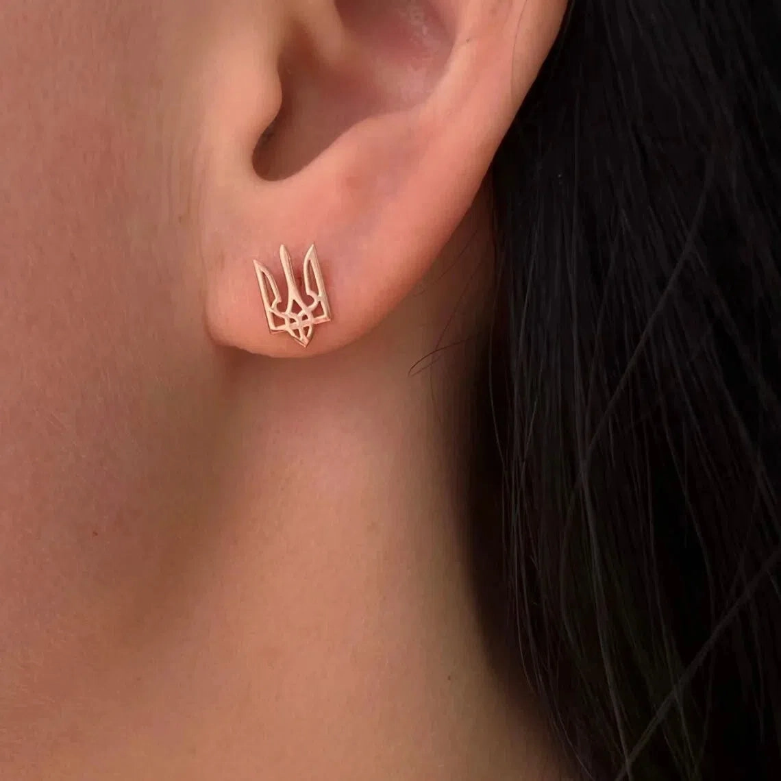 Stainless Steel Ukraine National Emblem Stud Earrings for Women