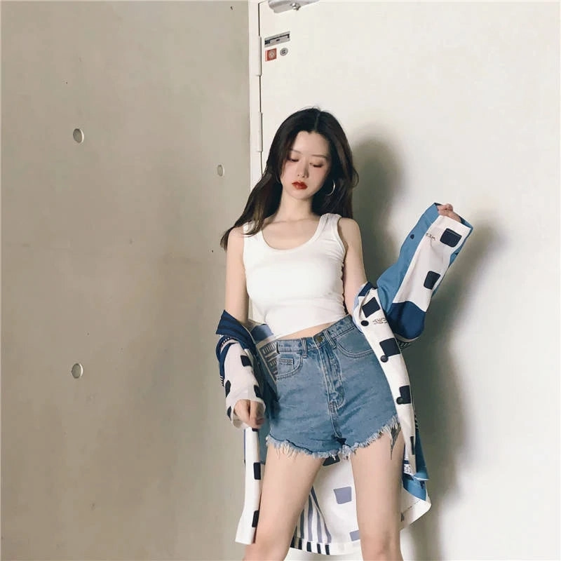 Stylish Black Sleeveless Crop Top for Women - Sexy Stretchy Knitted Tank Tee for Summer Streetwear