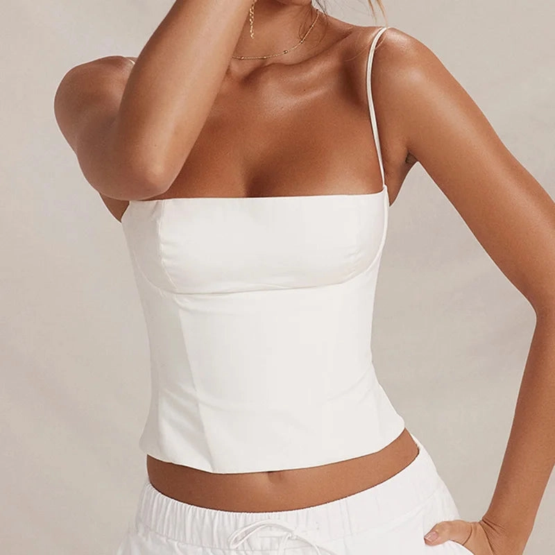 Summer Backless Zip Up Bustier Crop Tops Y2K Chic Tank Tops