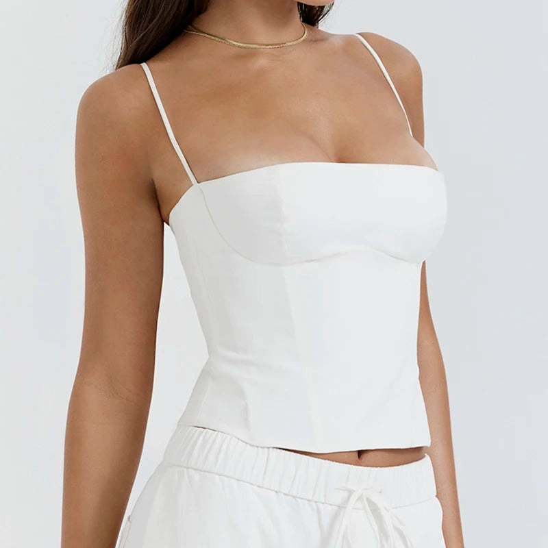 Summer Backless Zip Up Bustier Crop Tops Y2K Chic Tank Tops