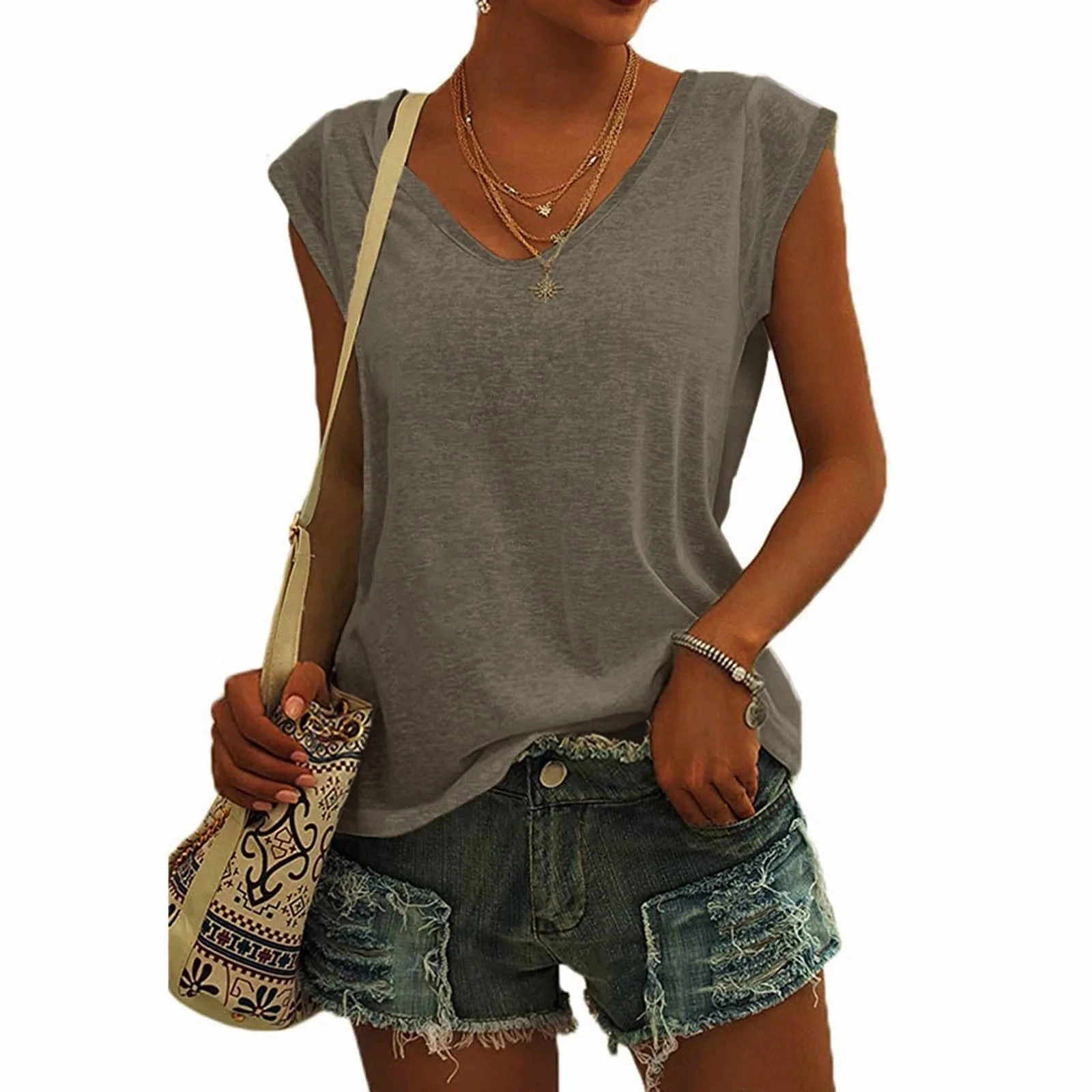 Summer Camisole Women's V-Neck Vest Cotton Casual Top