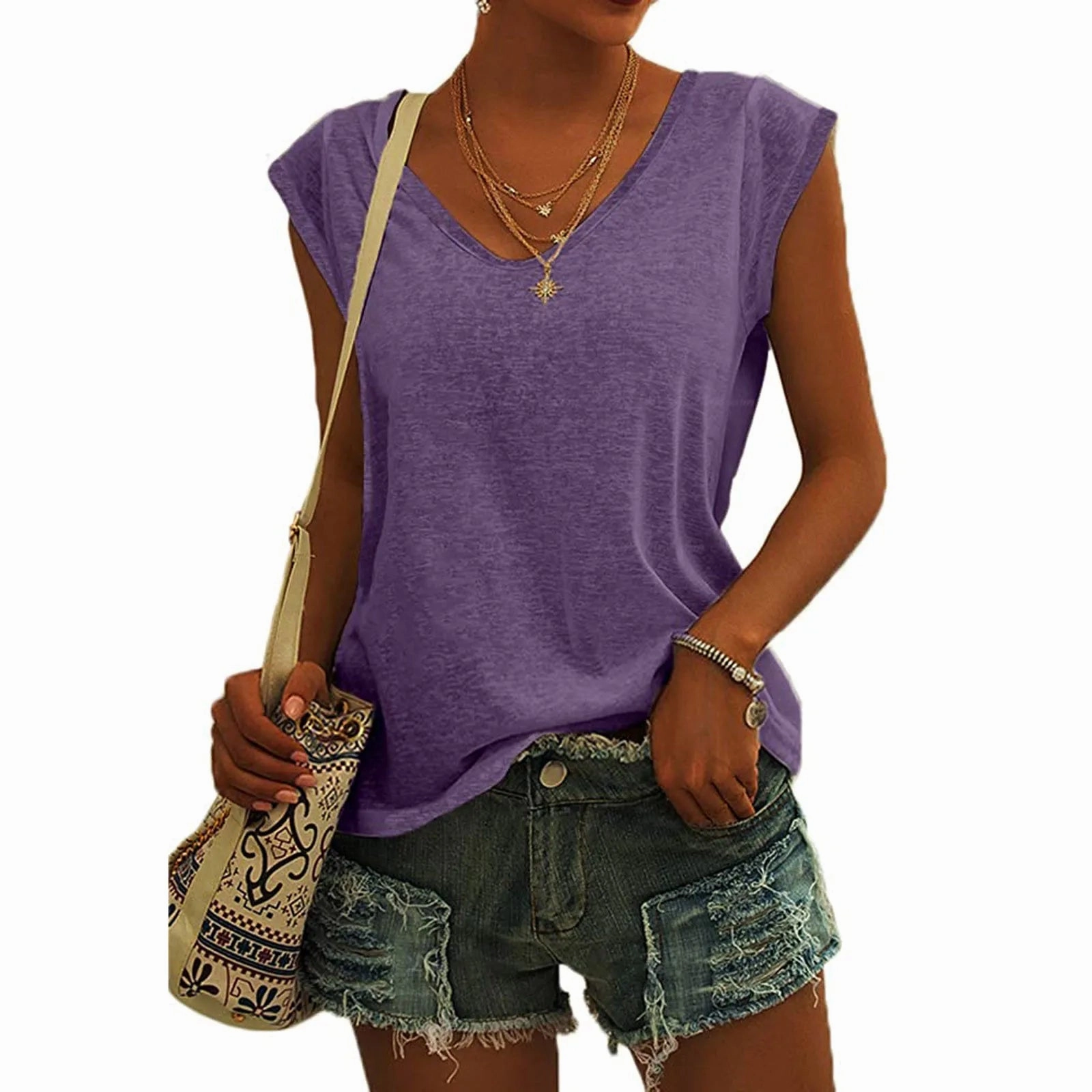 Summer Camisole Women's V-Neck Vest Cotton Casual Top