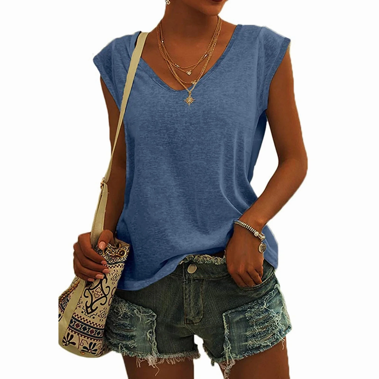 Summer Camisole Women's V-Neck Vest Cotton Casual Top