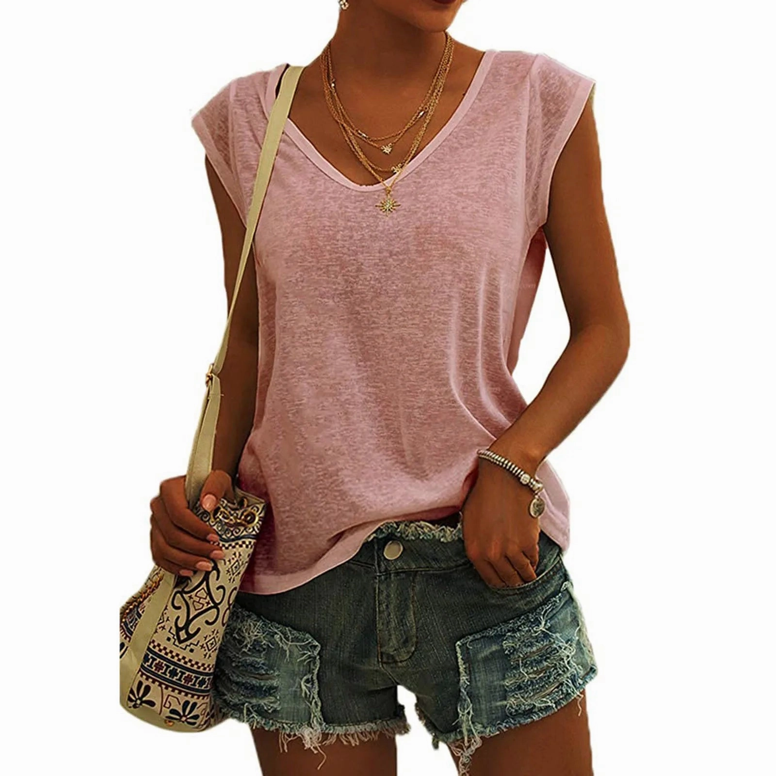 Summer Camisole Women's V-Neck Vest Cotton Casual Top