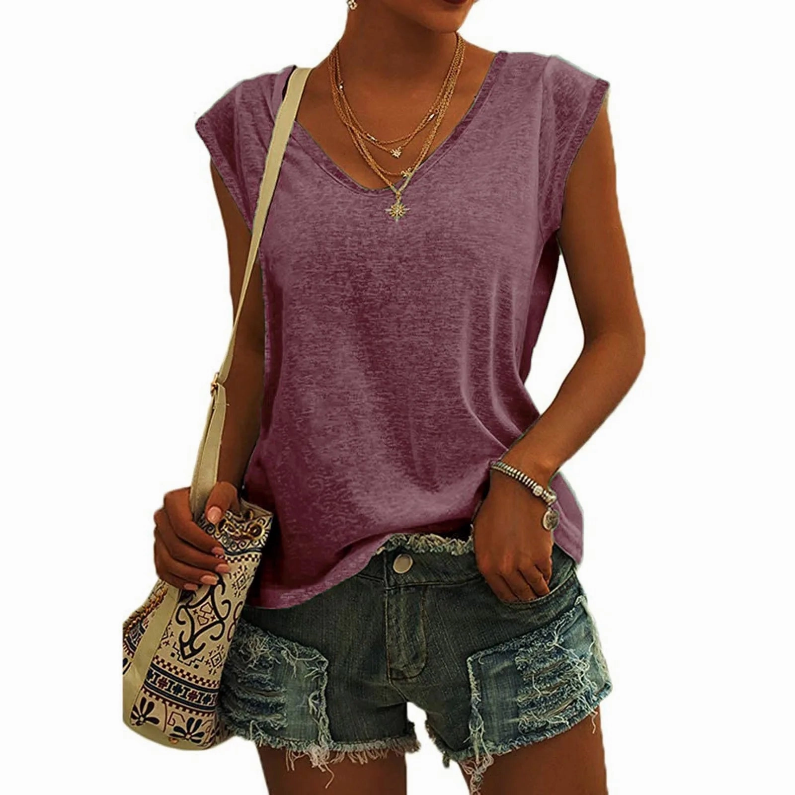 Summer Camisole Women's V-Neck Vest Cotton Casual Top