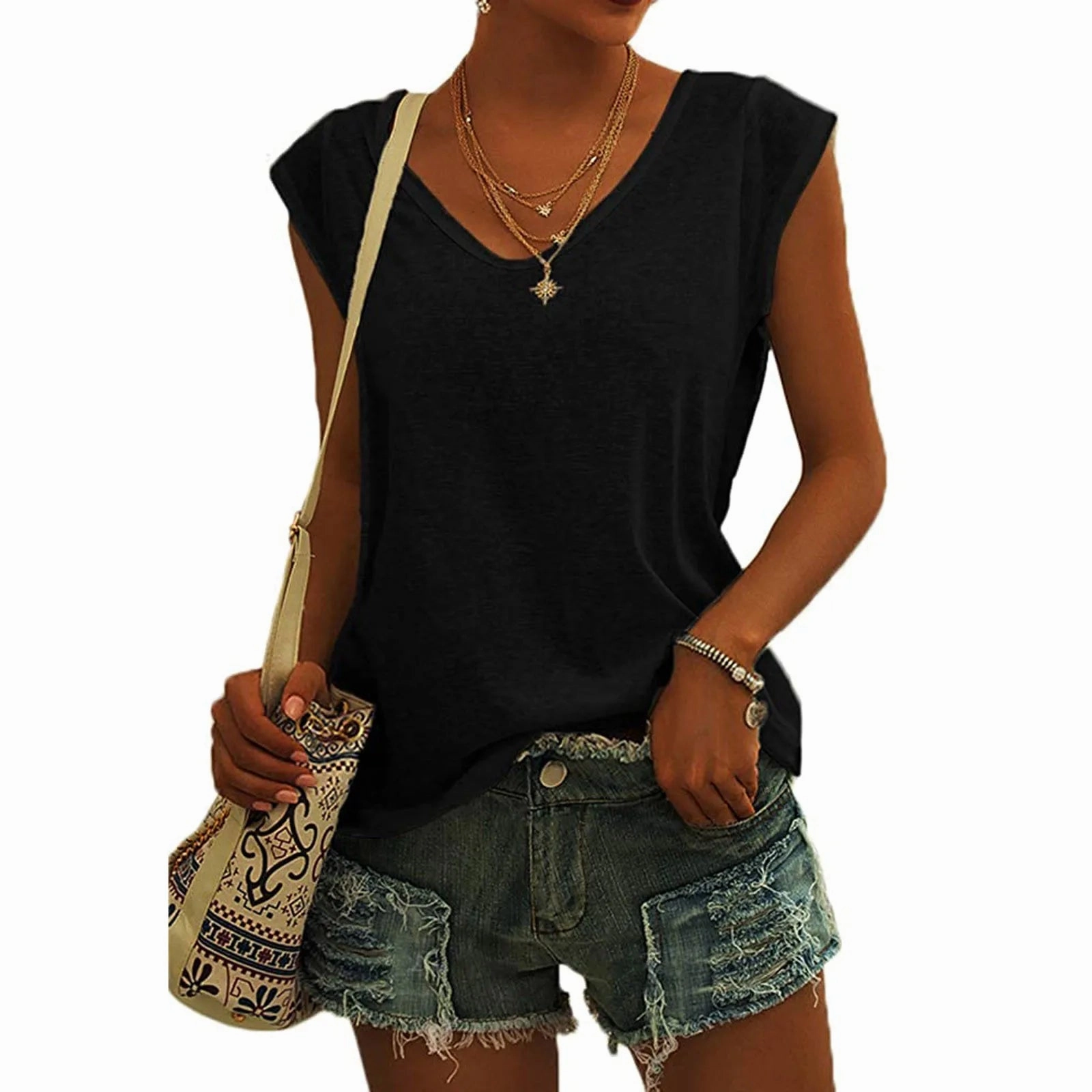 Summer Camisole Women's V-Neck Vest Cotton Casual Top