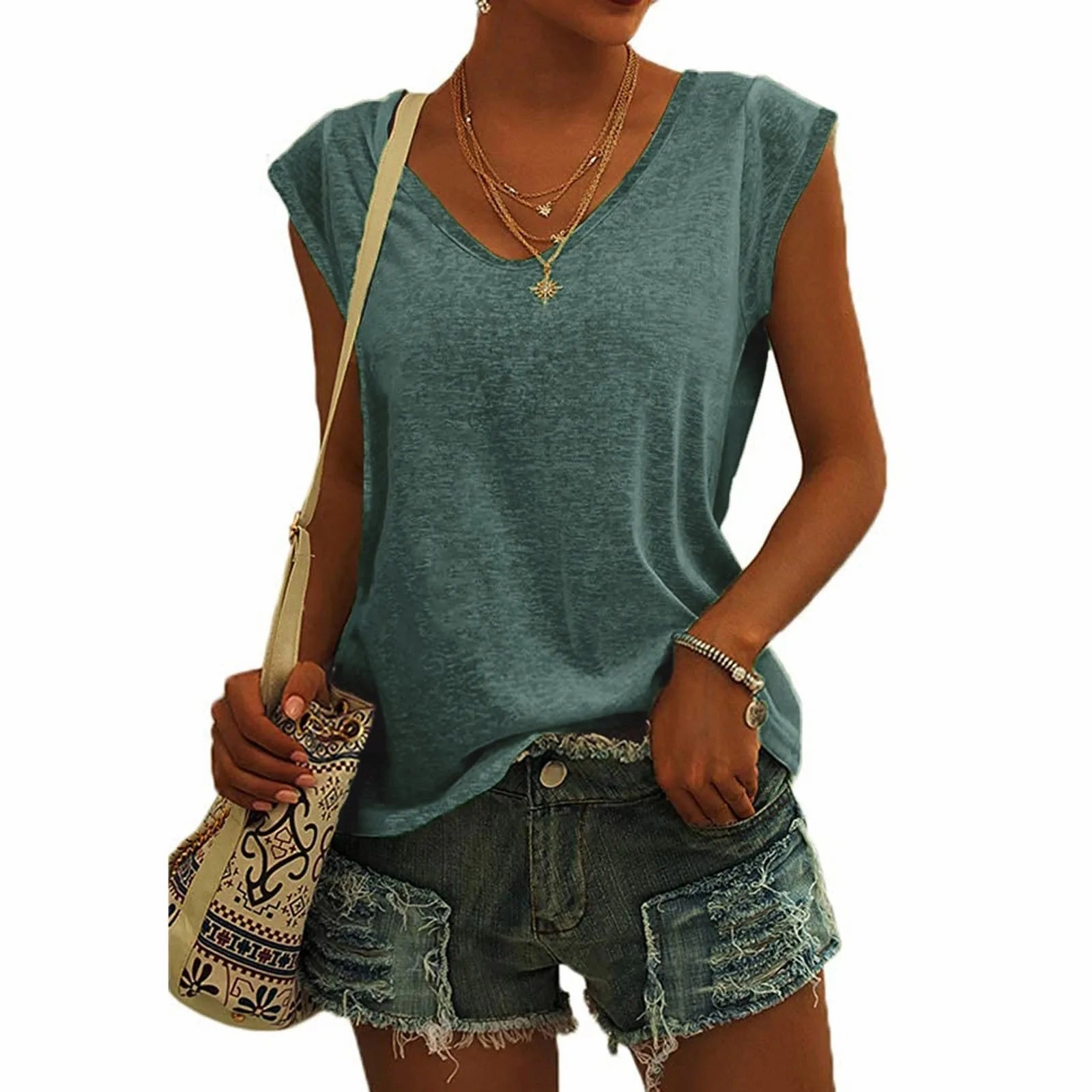 Summer Camisole Women's V-Neck Vest Cotton Casual Top