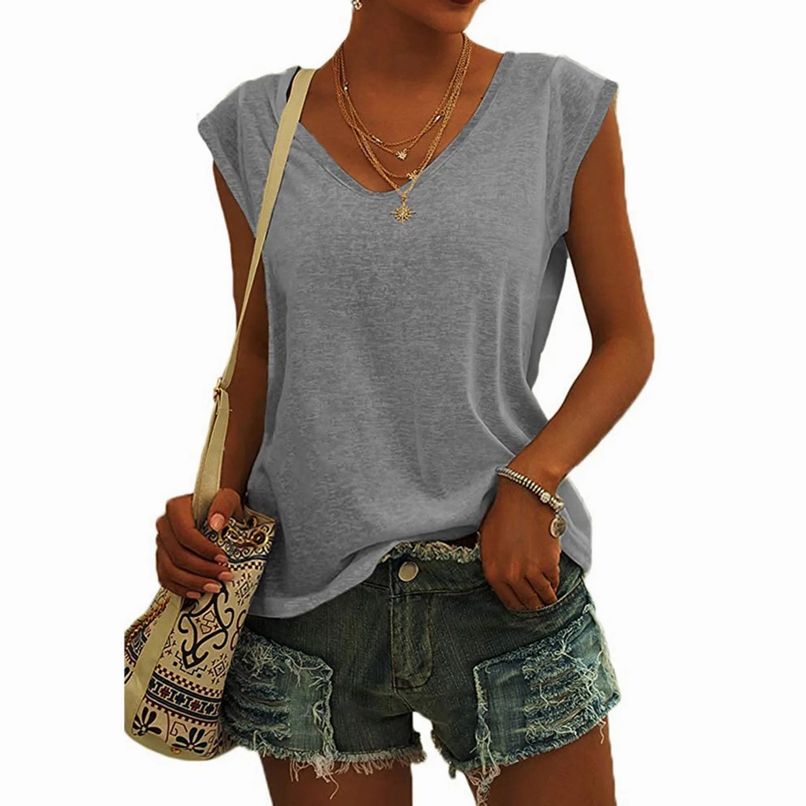 Summer Camisole Women's V-Neck Vest Cotton Casual Top