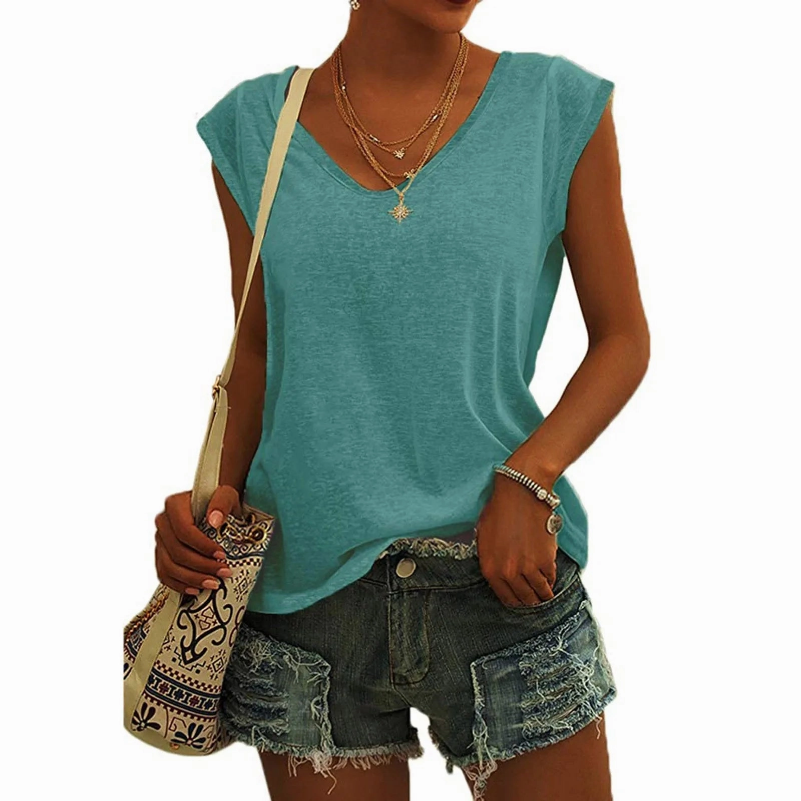 Summer Camisole Women's V-Neck Vest Cotton Casual Top