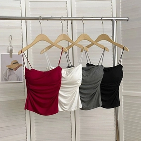 Summer Camisoles Tank Tops Women With Built In Bra Sleeveless Casual Cropped Solid Color Tees