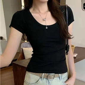 Summer Casual Cotton T Shirt for Women Short Sleeve Slim Fit O Neck Basic Fashion Youth Tee Shirt