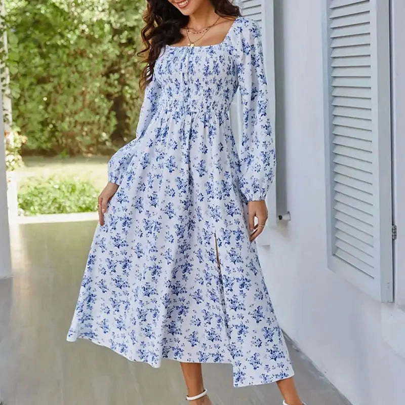 Summer Elegant Dresses for Women Maxi V-Neck Floral Dress
