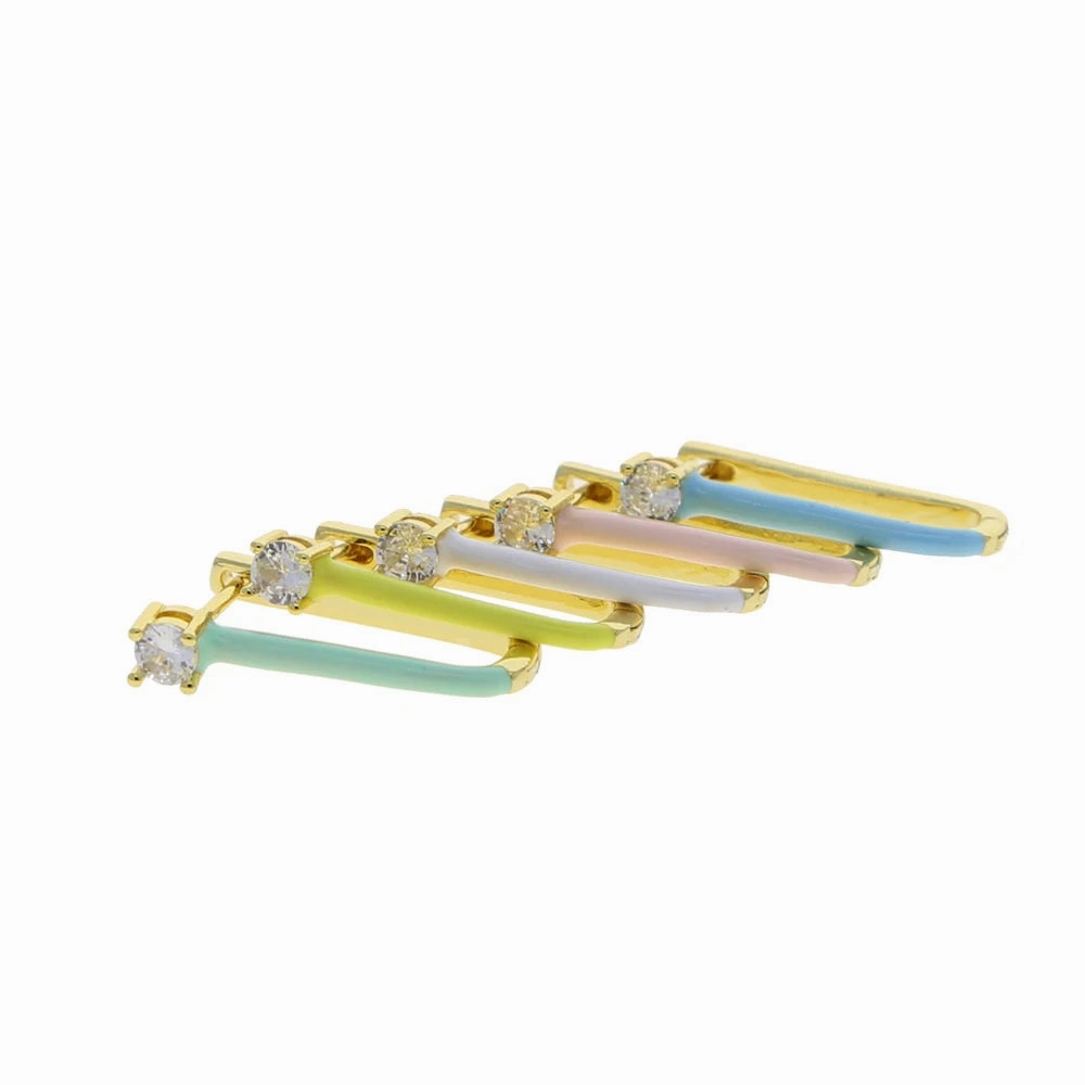 Summer Fashion Jewelry Gold Color 5A CZ Pastel Enamel Huggie Hoops