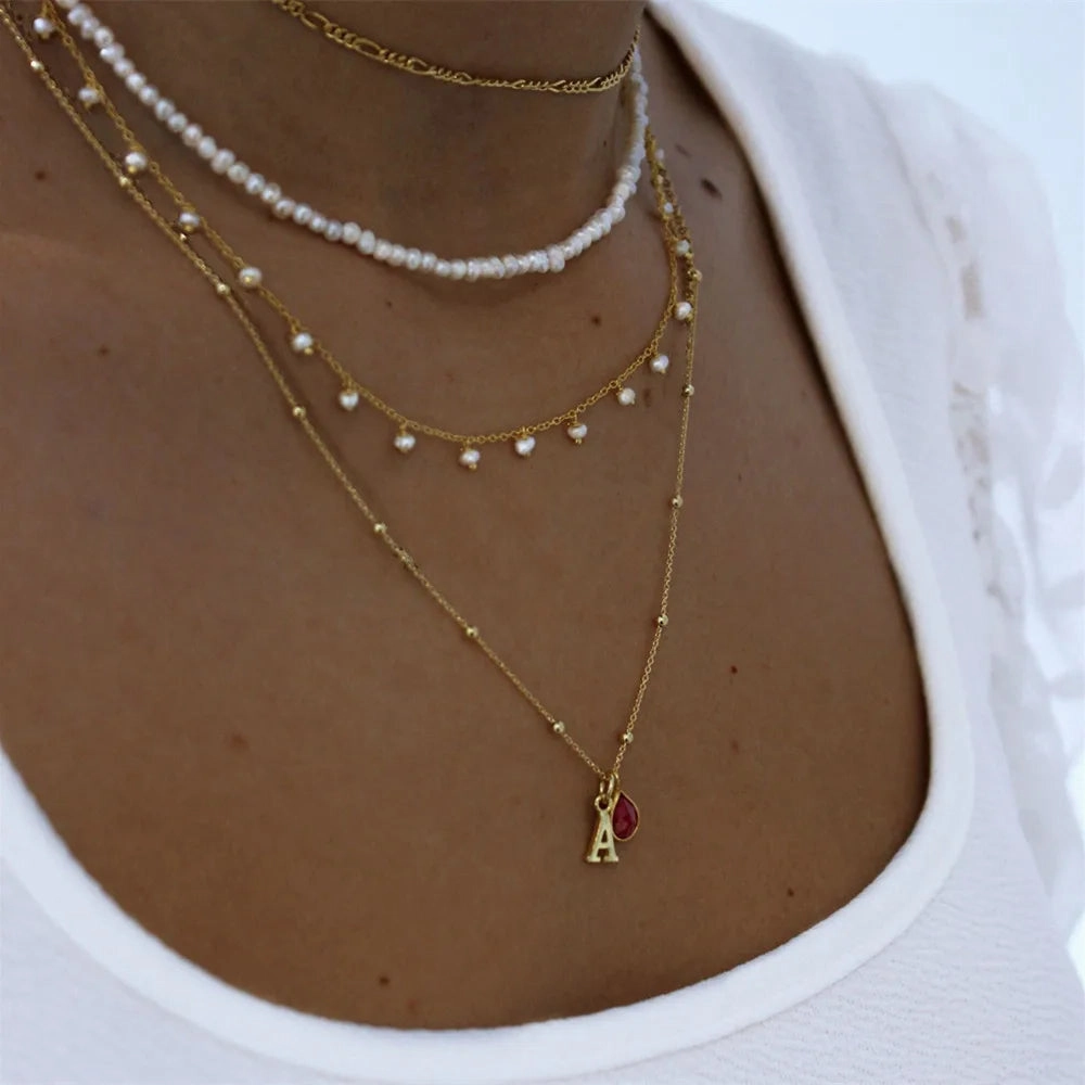 Summer Fashion Multilayer Handmade Necklace with Crystal Pendant