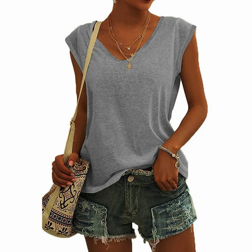 Summer Fashion V-Neck Tank Top for Women - Breathable Cool Vest for Casual Days and Fitness Wear